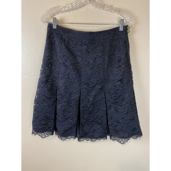 Tory Burch 6 Lace Short Skirt Silk Whimsy Goth Pleated Romantic Knee Length - Picture 1 of 5